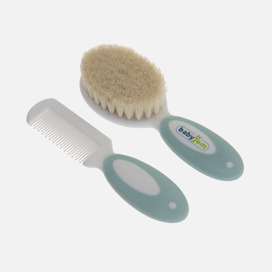 Babyjem brush comb set natural bristle