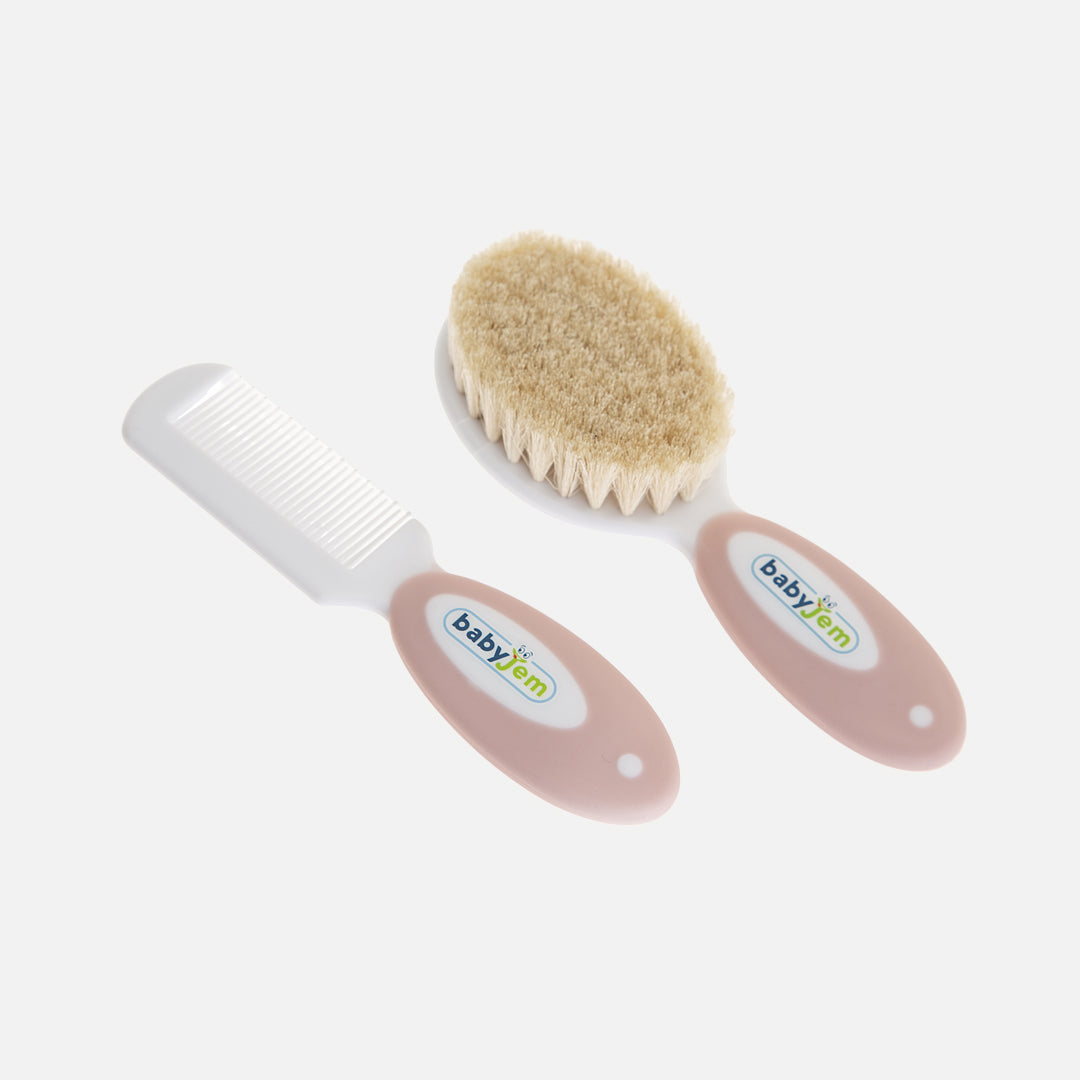 Babyjem brush comb set natural bristle