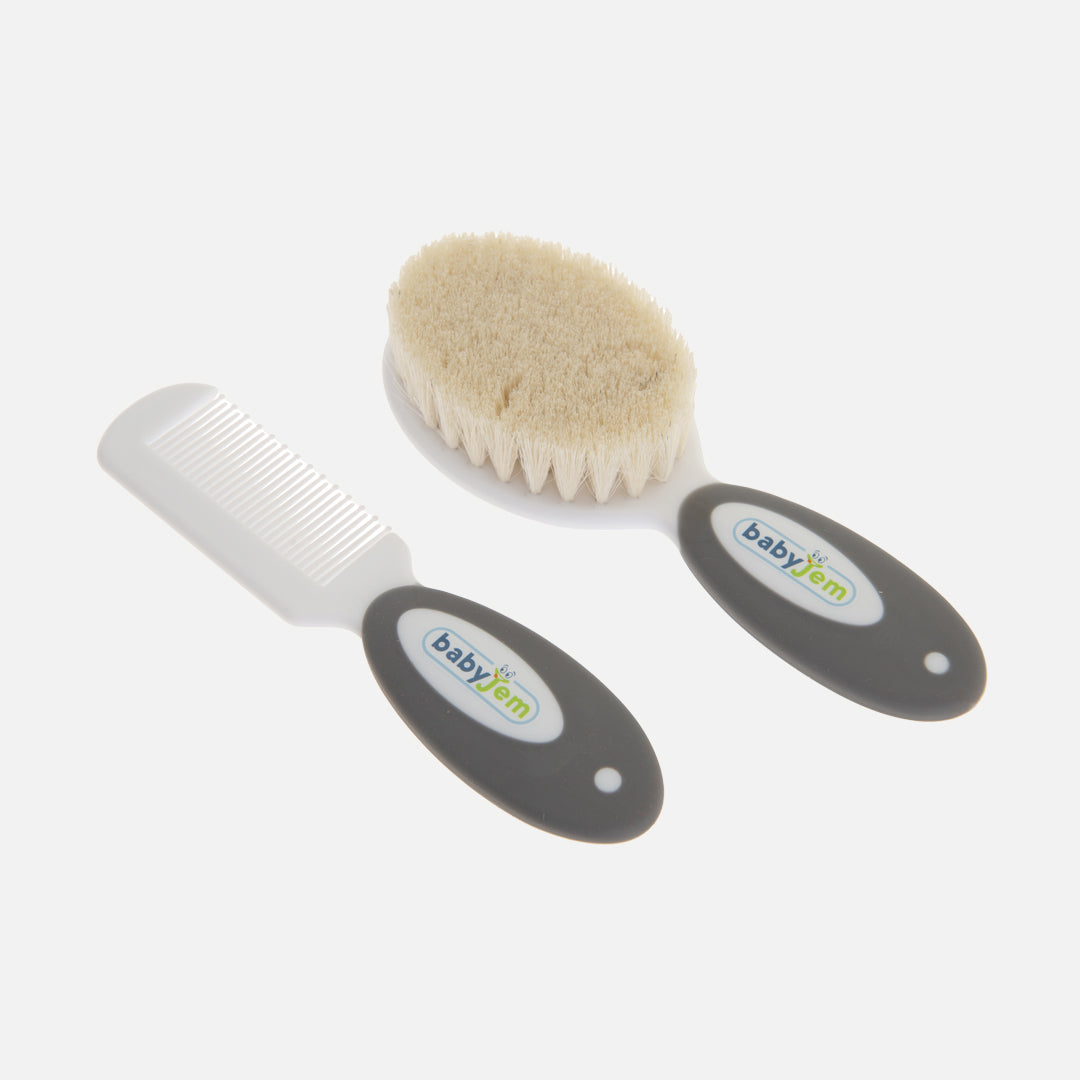 Babyjem brush comb set natural bristle